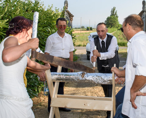 Sposi tagliano il tronco