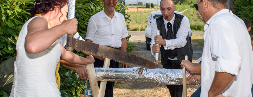 Sposi tagliano il tronco