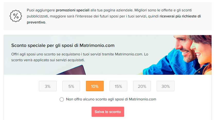Matrimonio-com come impostare la scontistica