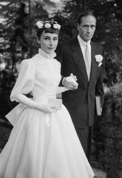 Audrey Hepburn il giorno del matrimonio con Mel Ferrer