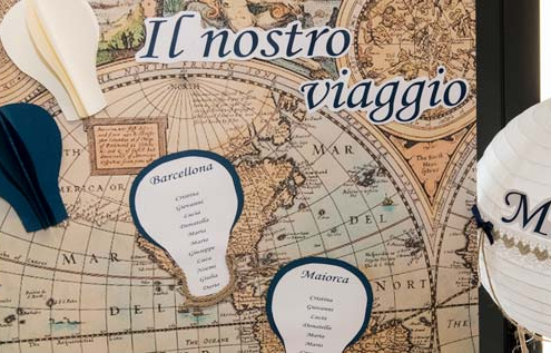 Tableau di matrimonio a tema viaggio di nozze