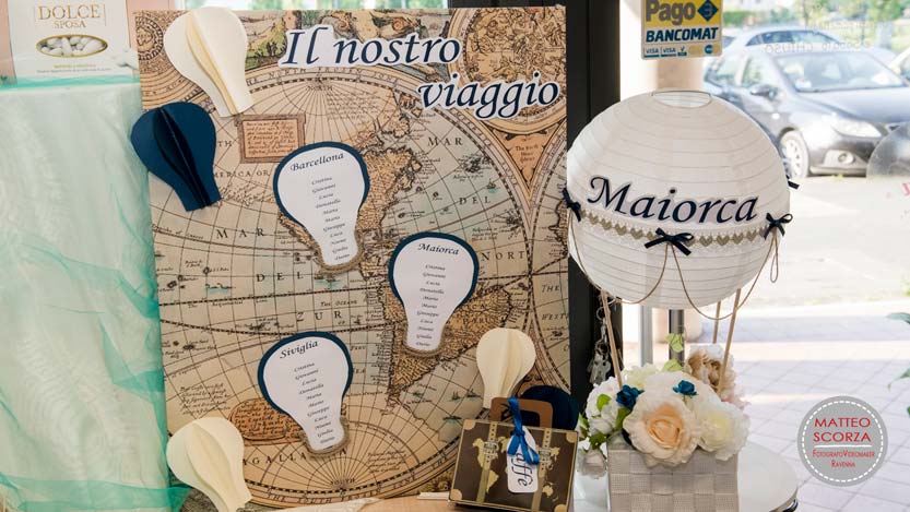 tema matrimonio tableau dedicato ai viaggi