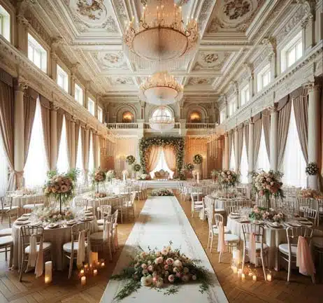 Sala ricevimento sfarzosa matrimonio romantico