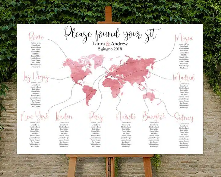 Tema viaggio matrimonio tableau de mariage