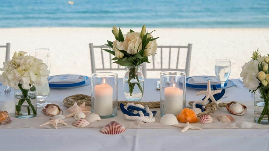 Apparecchiatura matrimonio tema mare