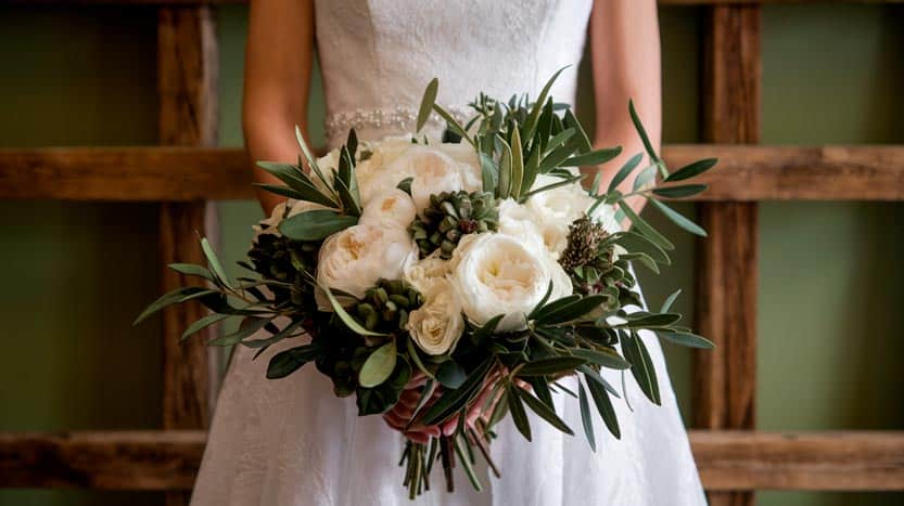 Boquet da sposa tema ulivo