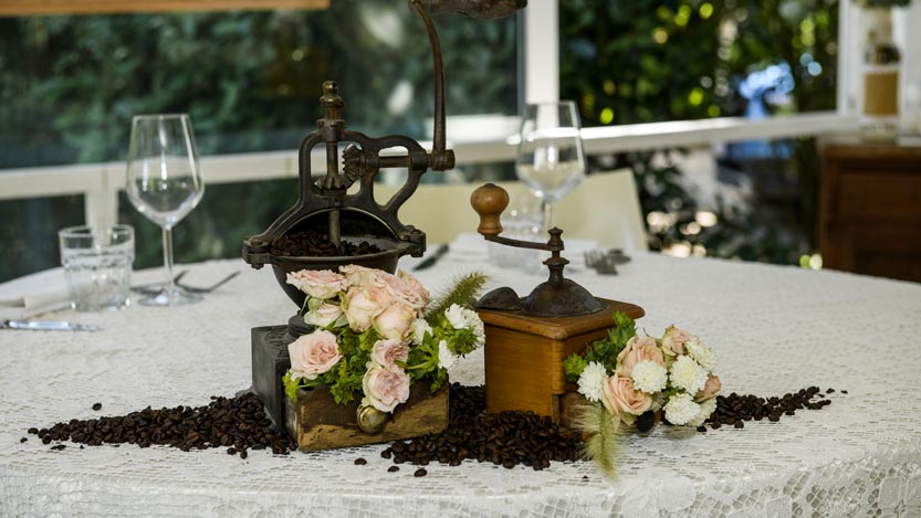 Centrotavola matrimonio tema caffè