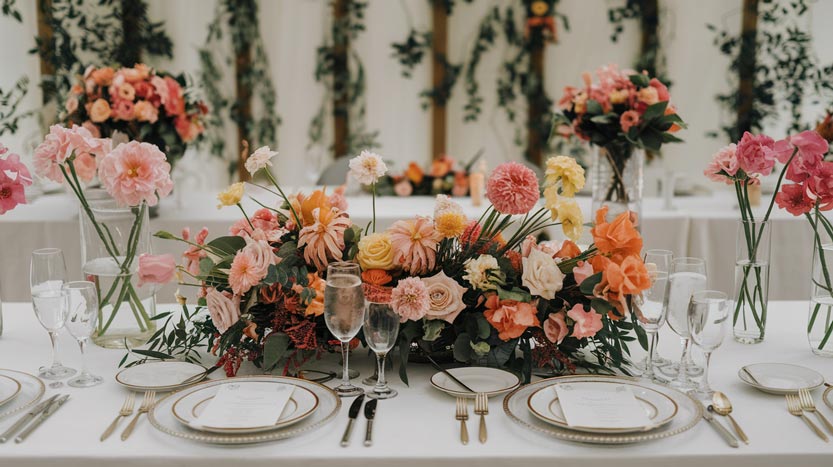 Matrimonio tema fiori centro tavola floreale
