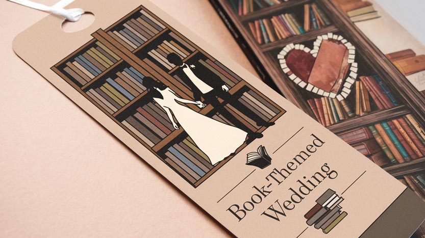 Segnalibro matrimonio a tema libri