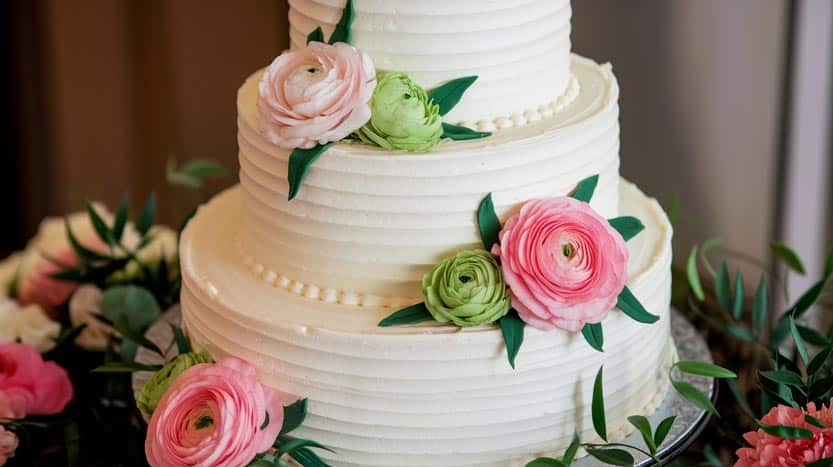 Torta nuziale adornata con fiori