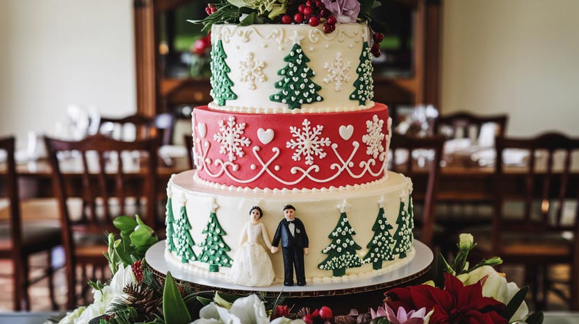 Torta nuziale matrimonio natalizio