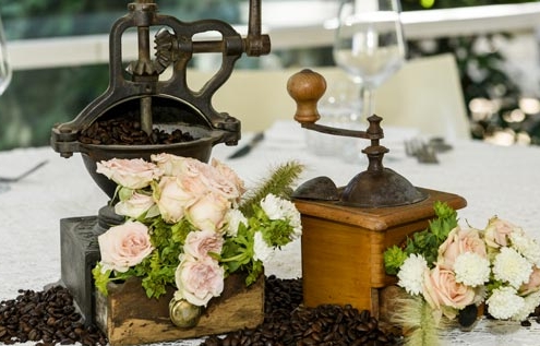 matrimonio tema caffè centro tavola